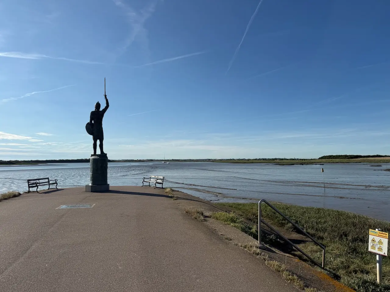 Statue overlooking the Blackwater Estuary.